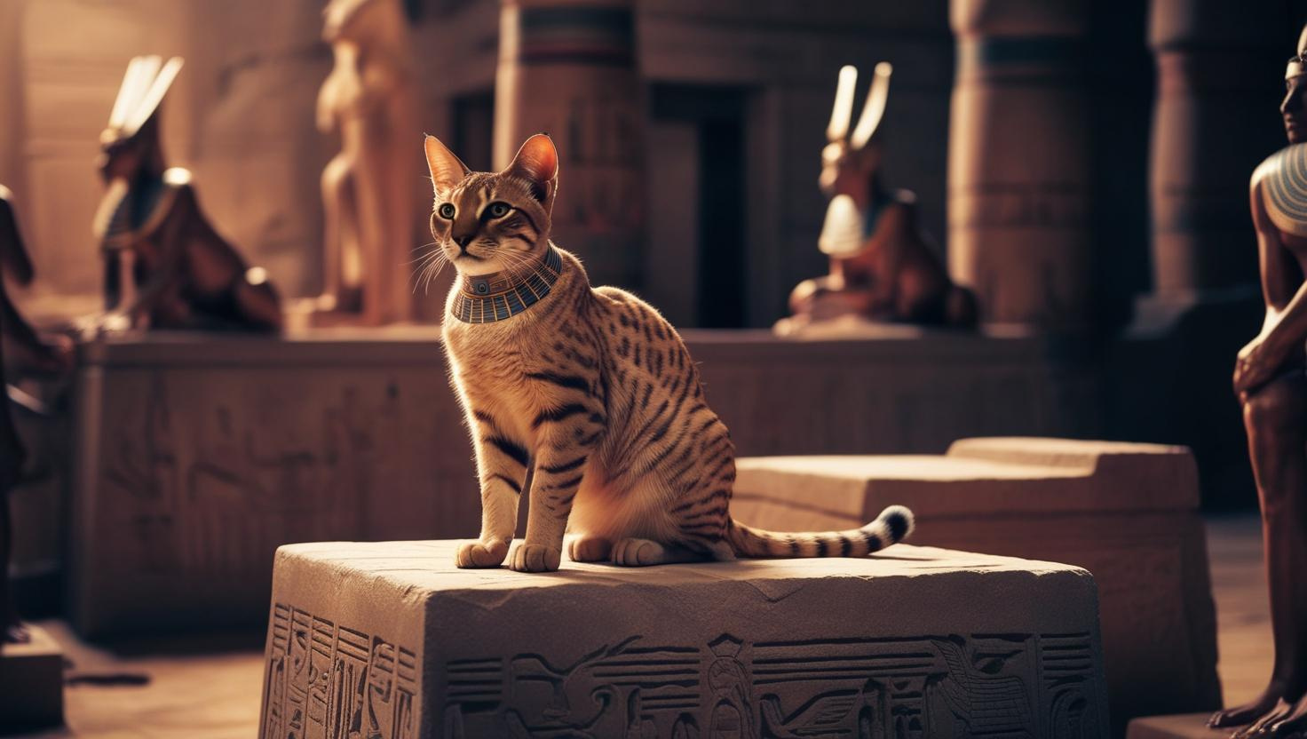 Uma representação de um gato no antigo Egito